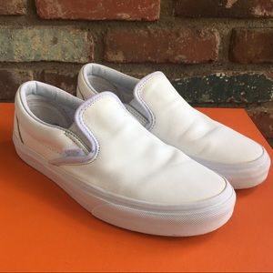 Vans All White All Leather Slip Ons Women’s